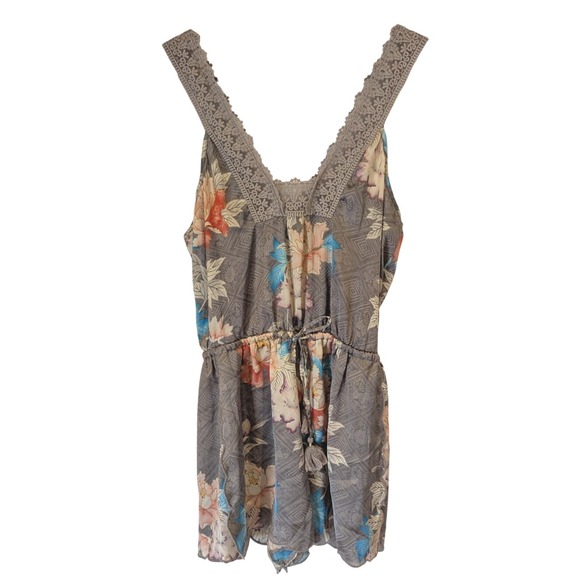 Anthro E by Eloise Women's Lounge Gray Romper Floral Sz S Loungewear Bedtime - Picture 1 of 7